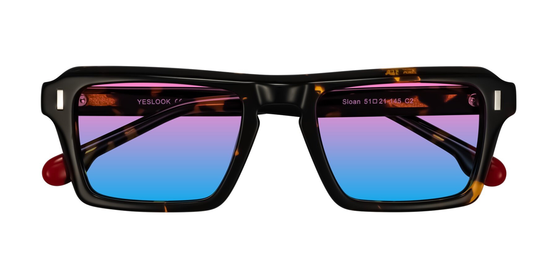 Folded Front of Sloan in Tortoise with Pink / Blue Gradient Lenses