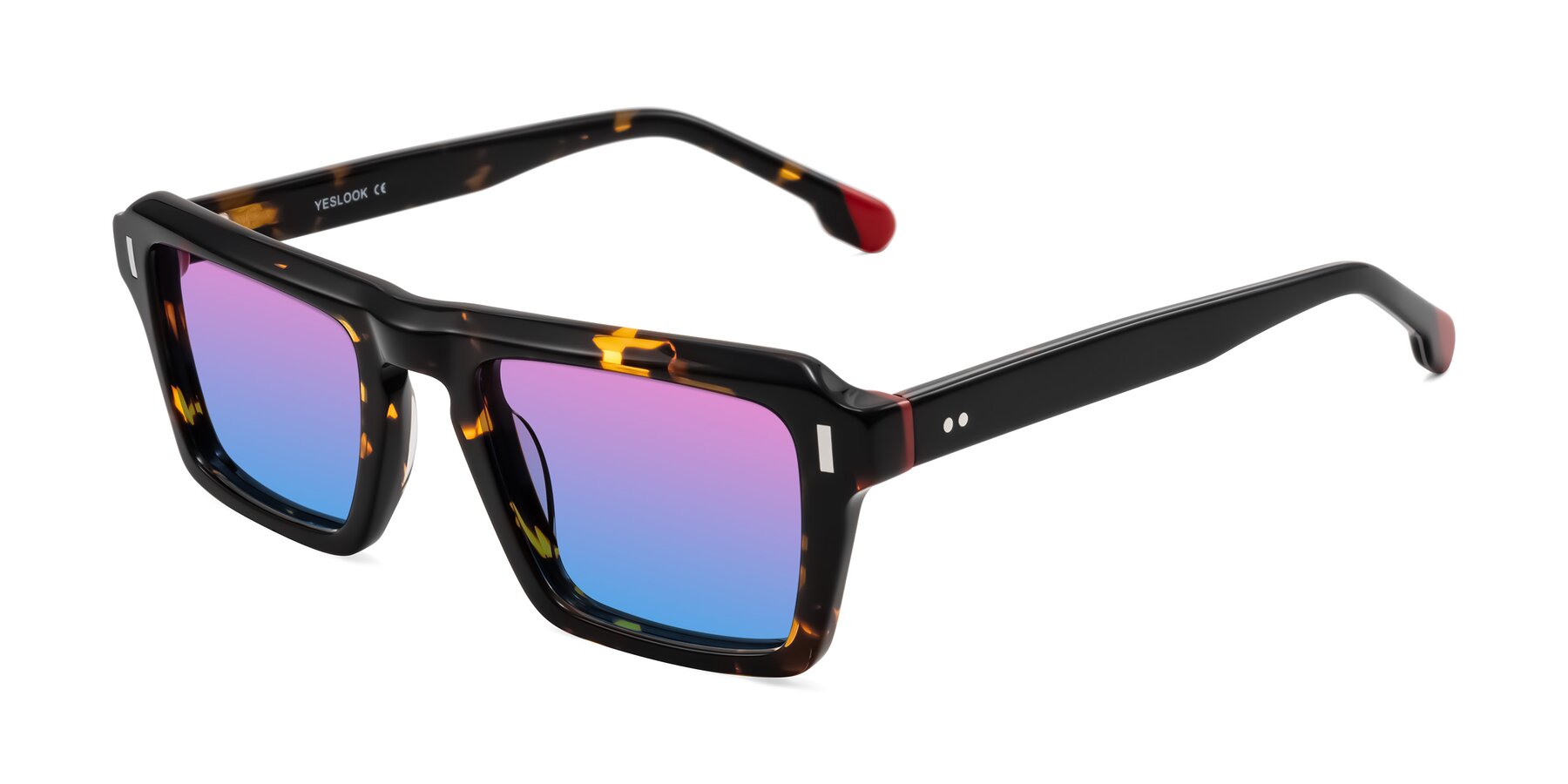 Angle of Sloan in Tortoise with Pink / Blue Gradient Lenses