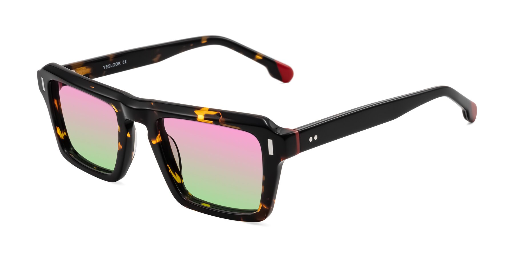 Angle of Sloan in Tortoise with Pink / Green Gradient Lenses