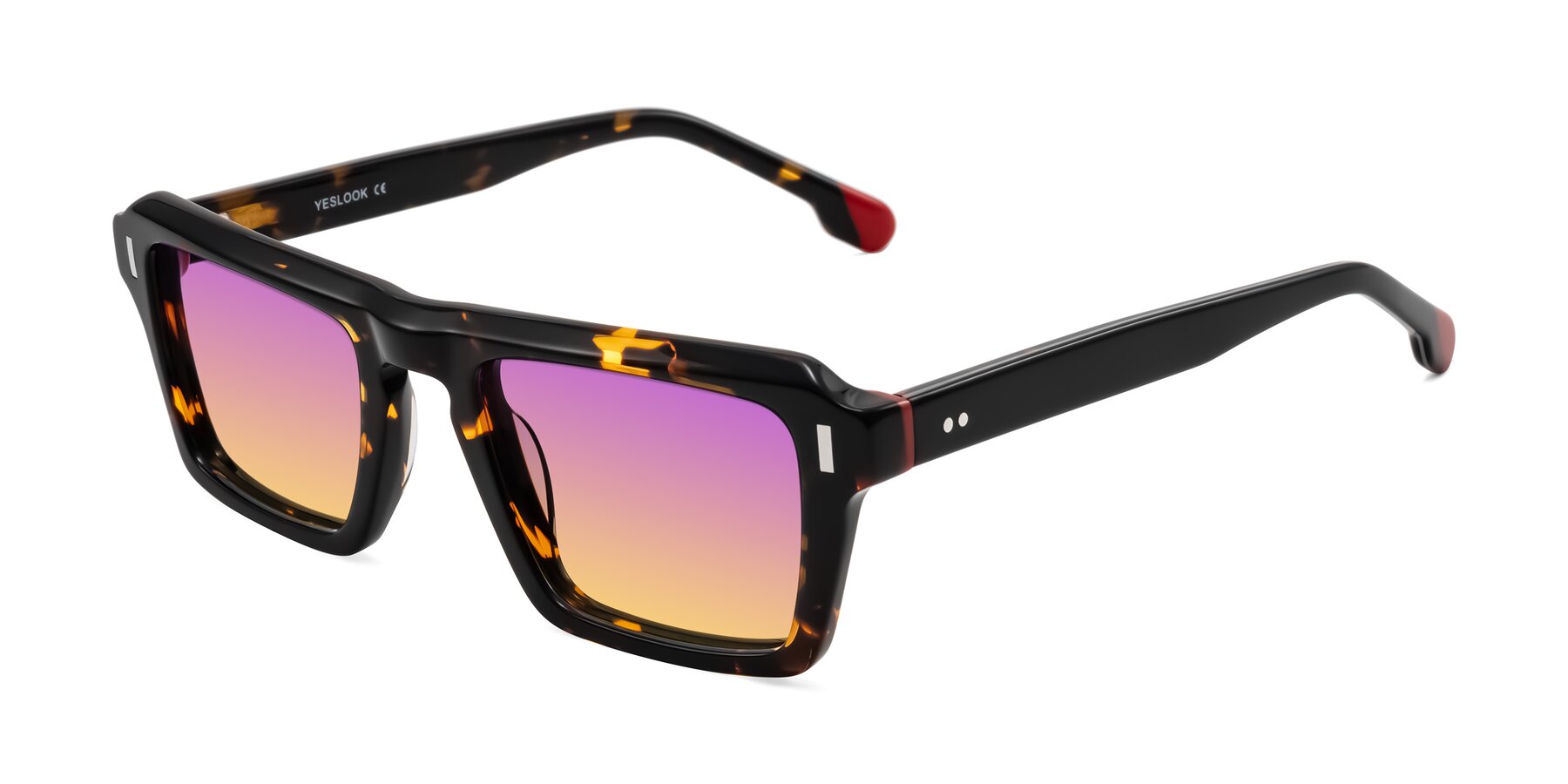 Angle of Sloan in Tortoise with Purple / Yellow Gradient Lenses