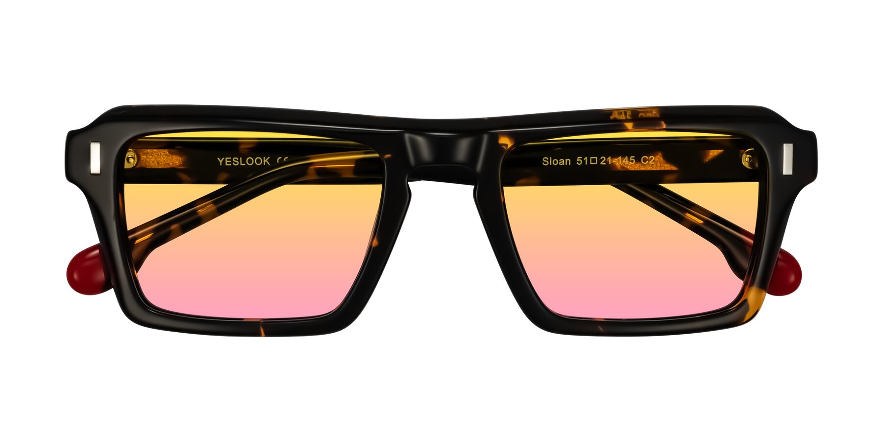 Folded Front of Sloan in Tortoise with Yellow / Pink Gradient Lenses