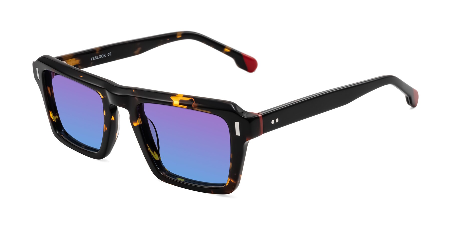 Angle of Sloan in Tortoise with Purple / Blue Gradient Lenses