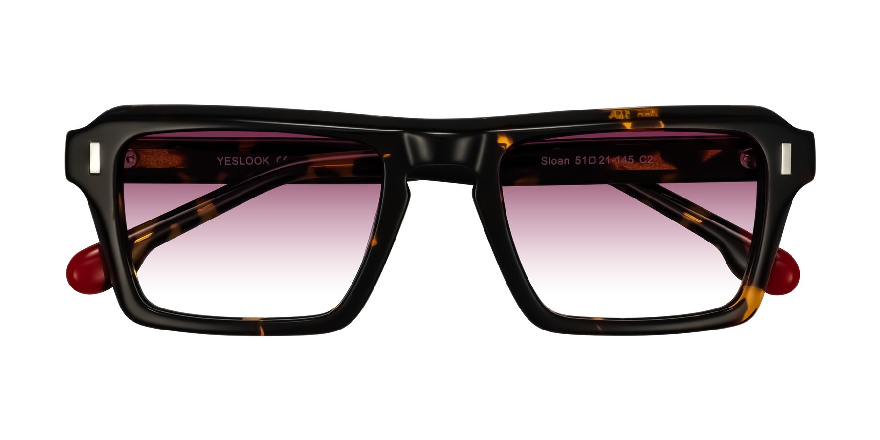 Folded Front of Sloan in Tortoise with Wine Gradient Lenses