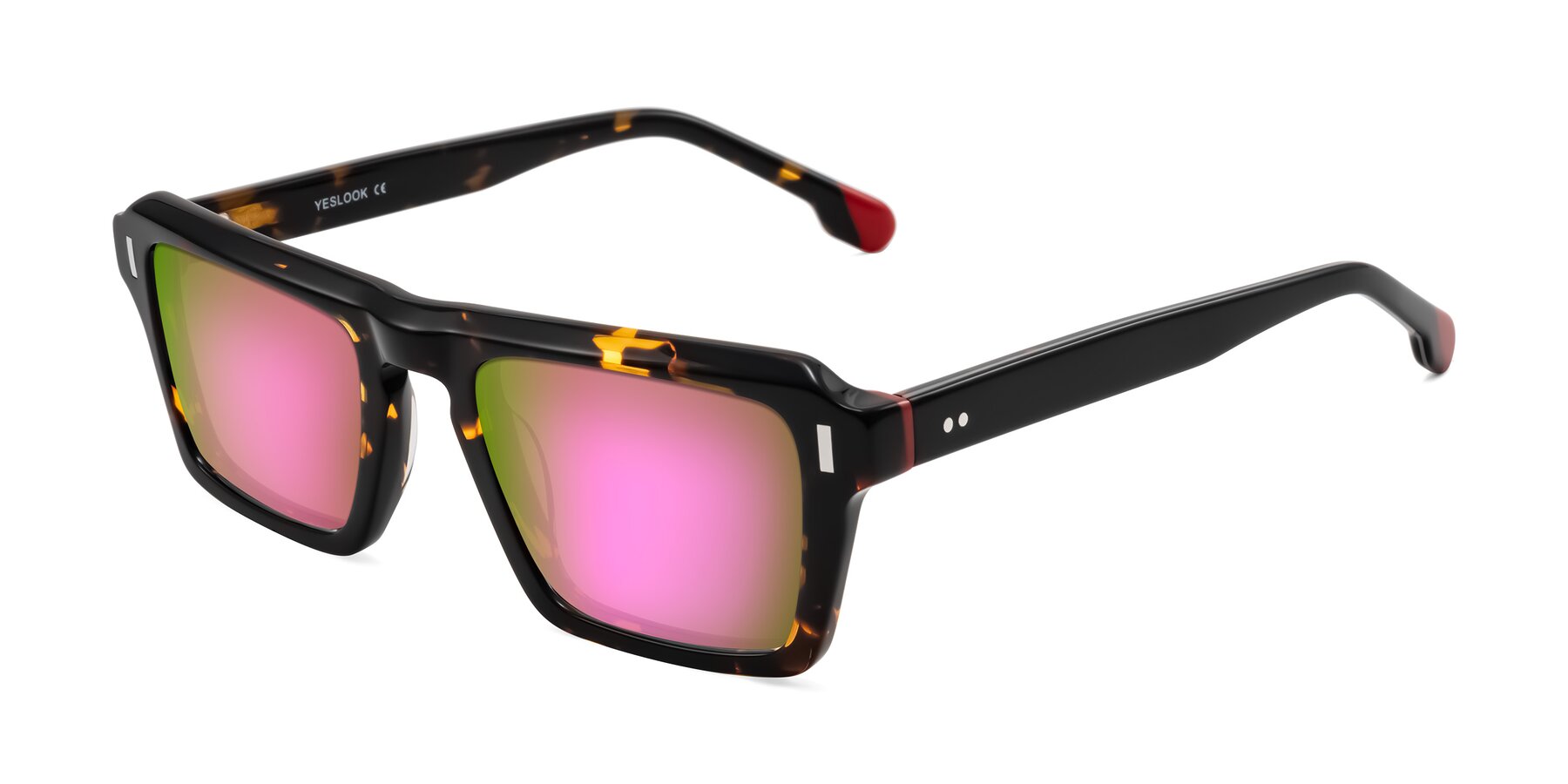 Angle of Sloan in Tortoise with Pink Mirrored Lenses
