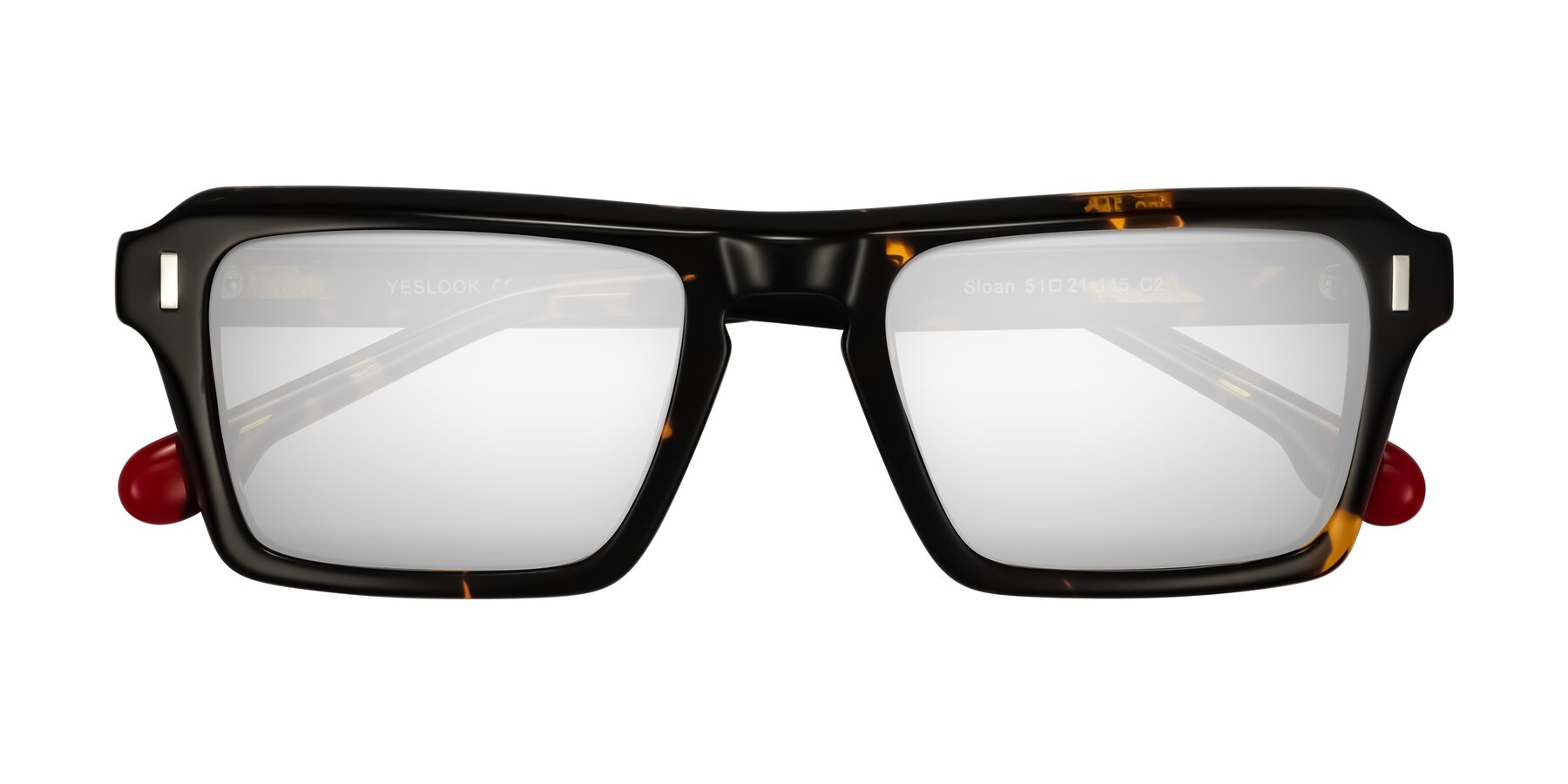 Folded Front of Sloan in Tortoise with Silver Mirrored Lenses