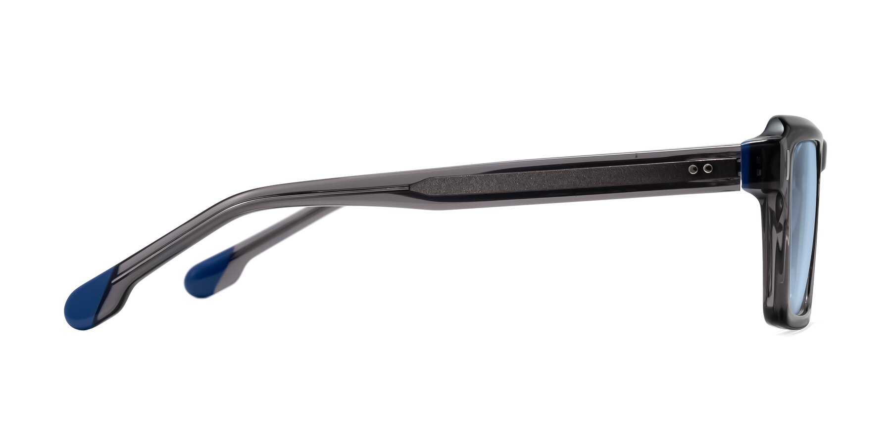 Side of Sloan in Translucent Gray with Light Blue Tinted Lenses