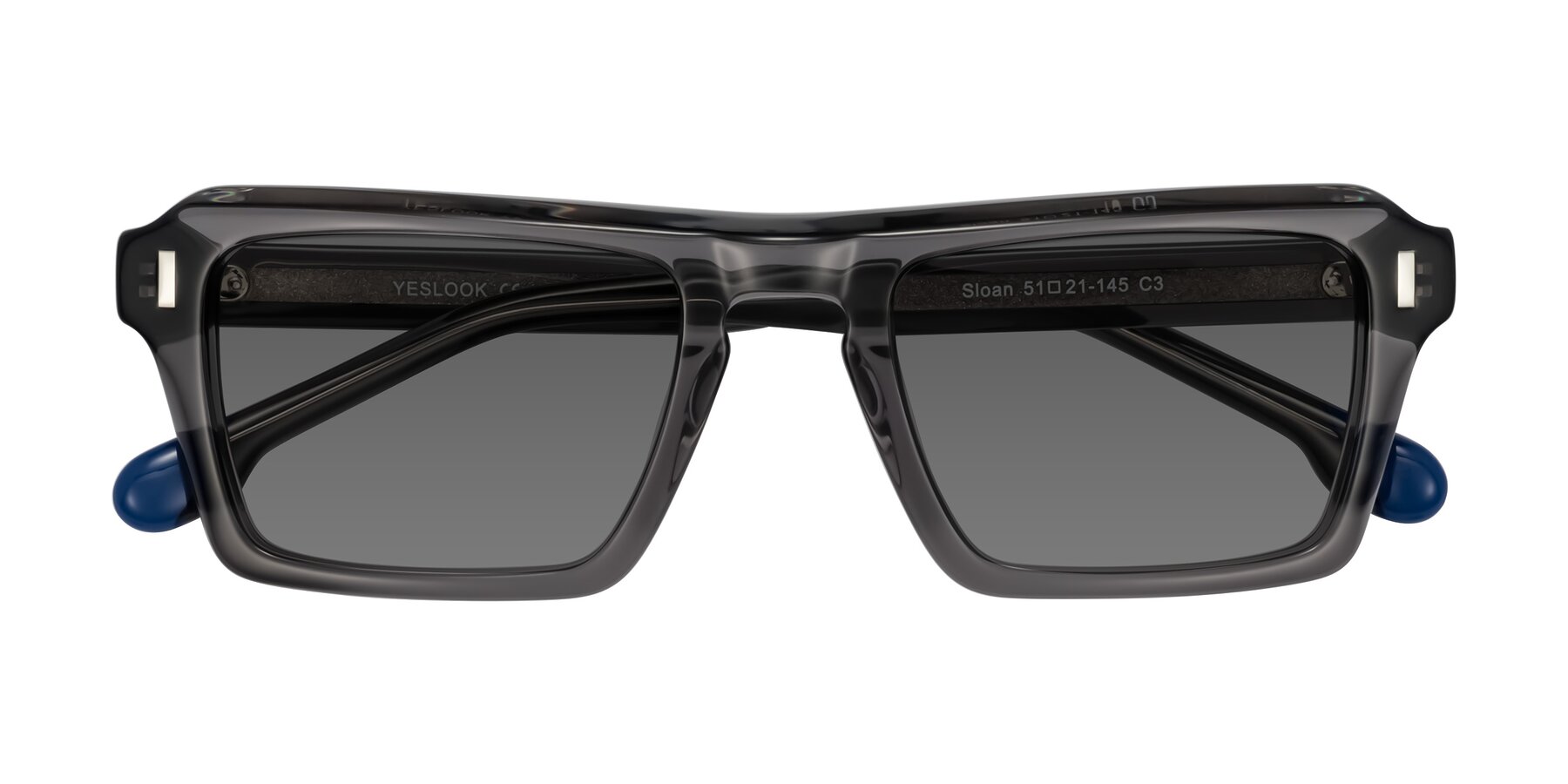 Folded Front of Sloan in Translucent Gray with Medium Gray Tinted Lenses