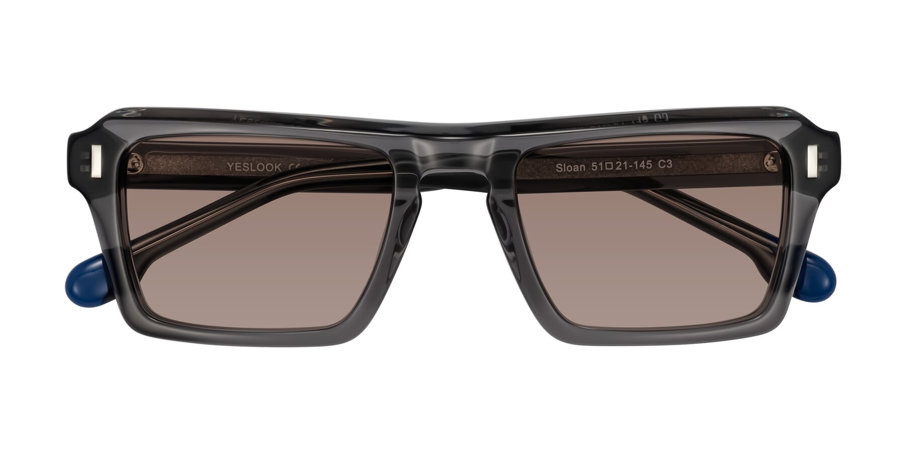 Folded Front of Sloan in Translucent Gray with Medium Brown Tinted Lenses
