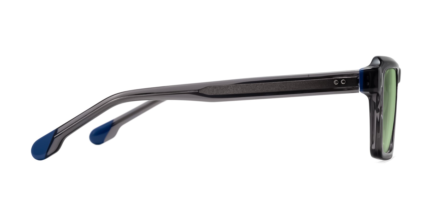 Side of Sloan in Translucent Gray with Medium Green Tinted Lenses