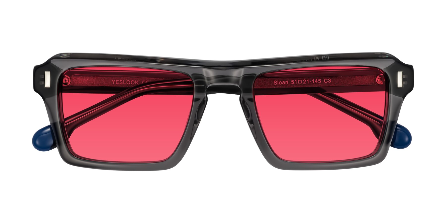Folded Front of Sloan in Translucent Gray with Red Tinted Lenses