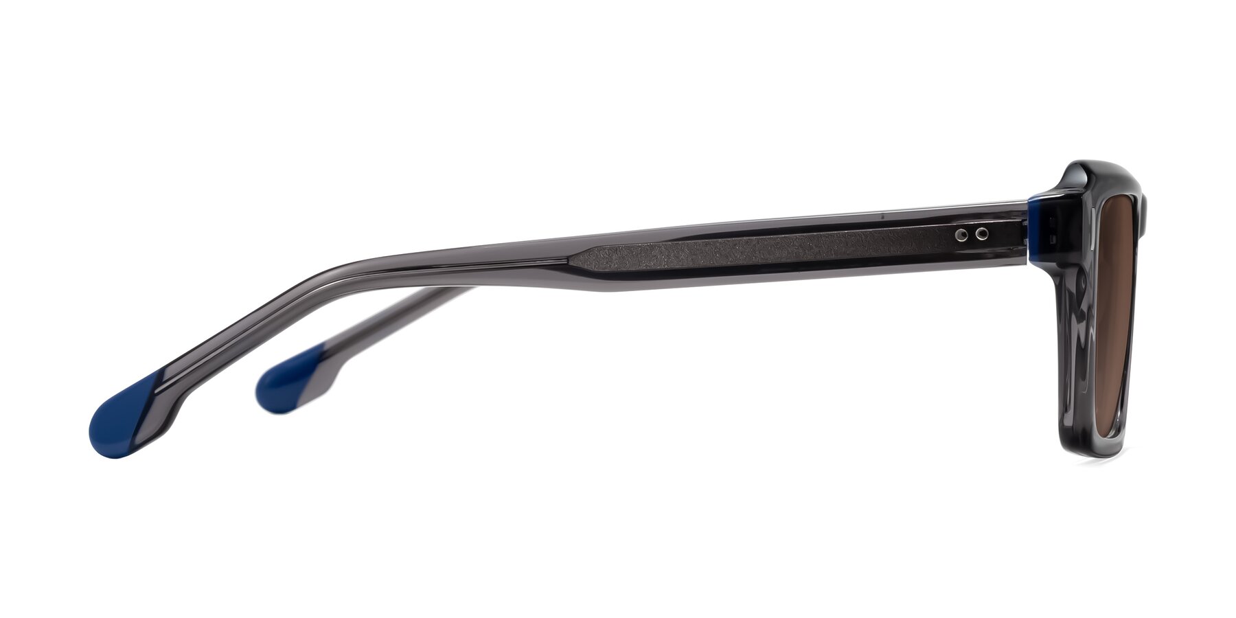Side of Sloan in Translucent Gray with Brown Tinted Lenses