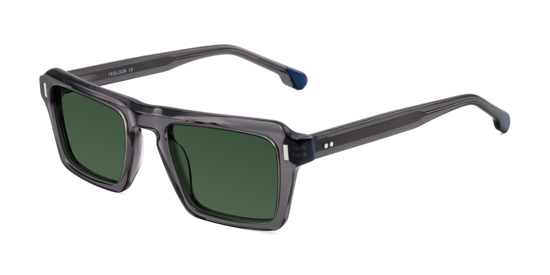 Angle of Sloan in Translucent Gray with Green Tinted Lenses
