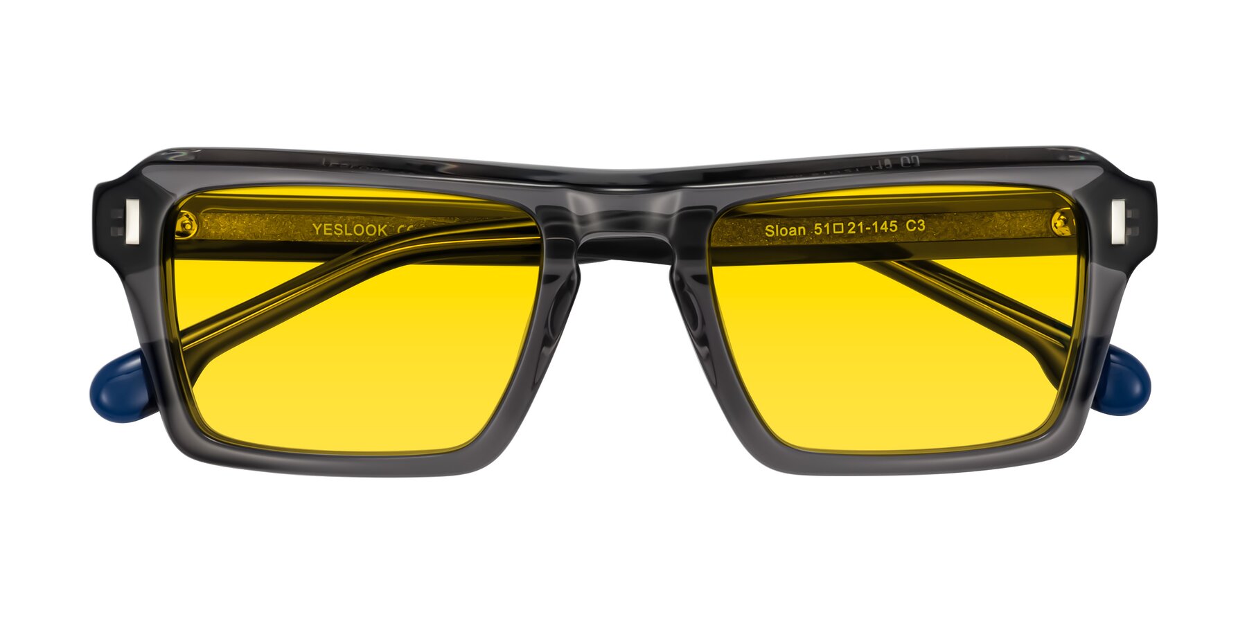 Folded Front of Sloan in Translucent Gray with Yellow Tinted Lenses