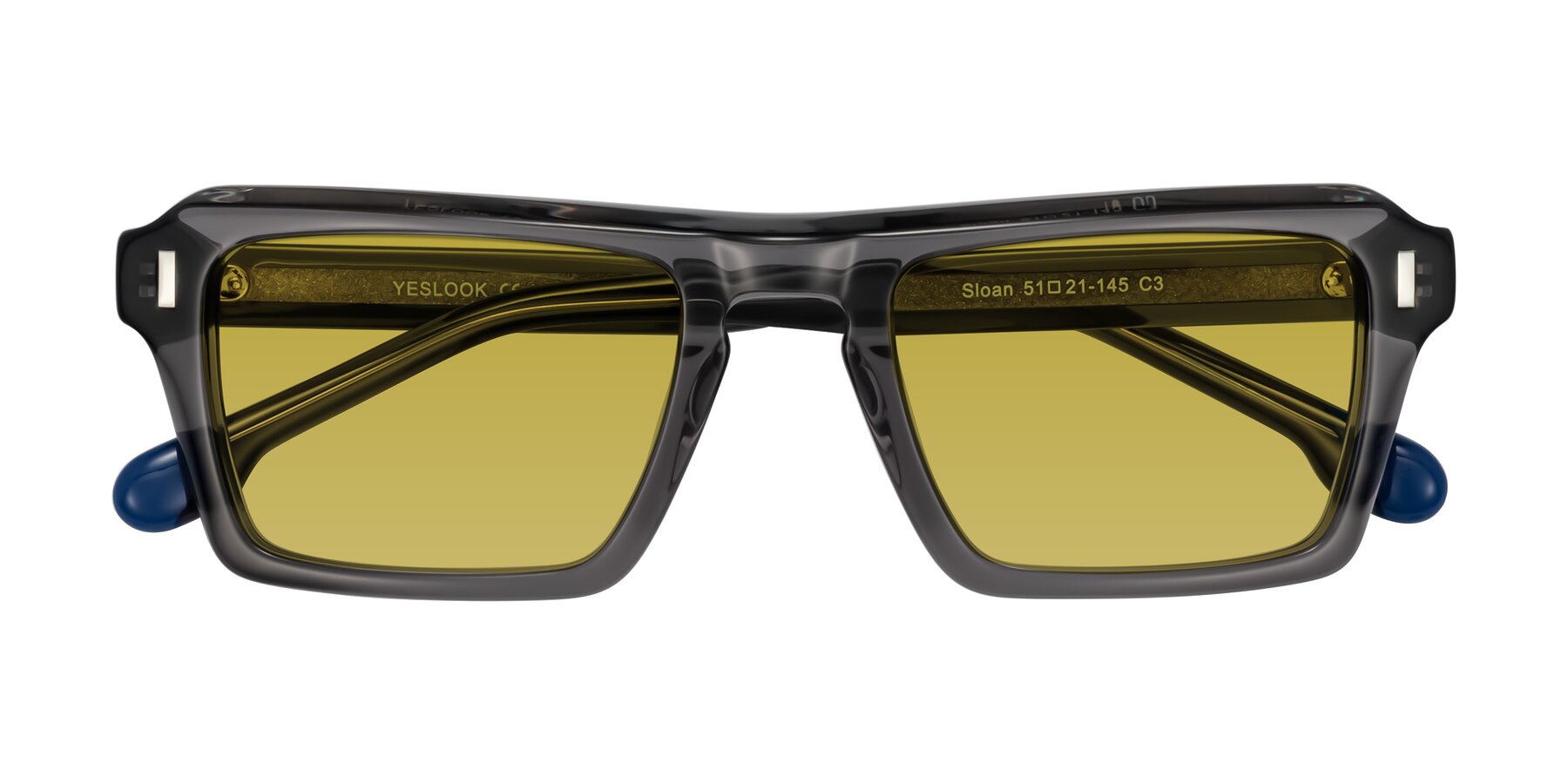 Folded Front of Sloan in Translucent Gray with Champagne Tinted Lenses