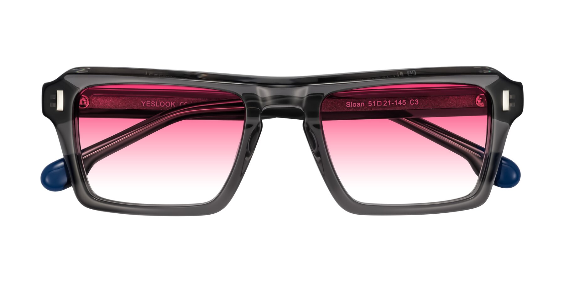 Folded Front of Sloan in Translucent Gray with Pink Gradient Lenses