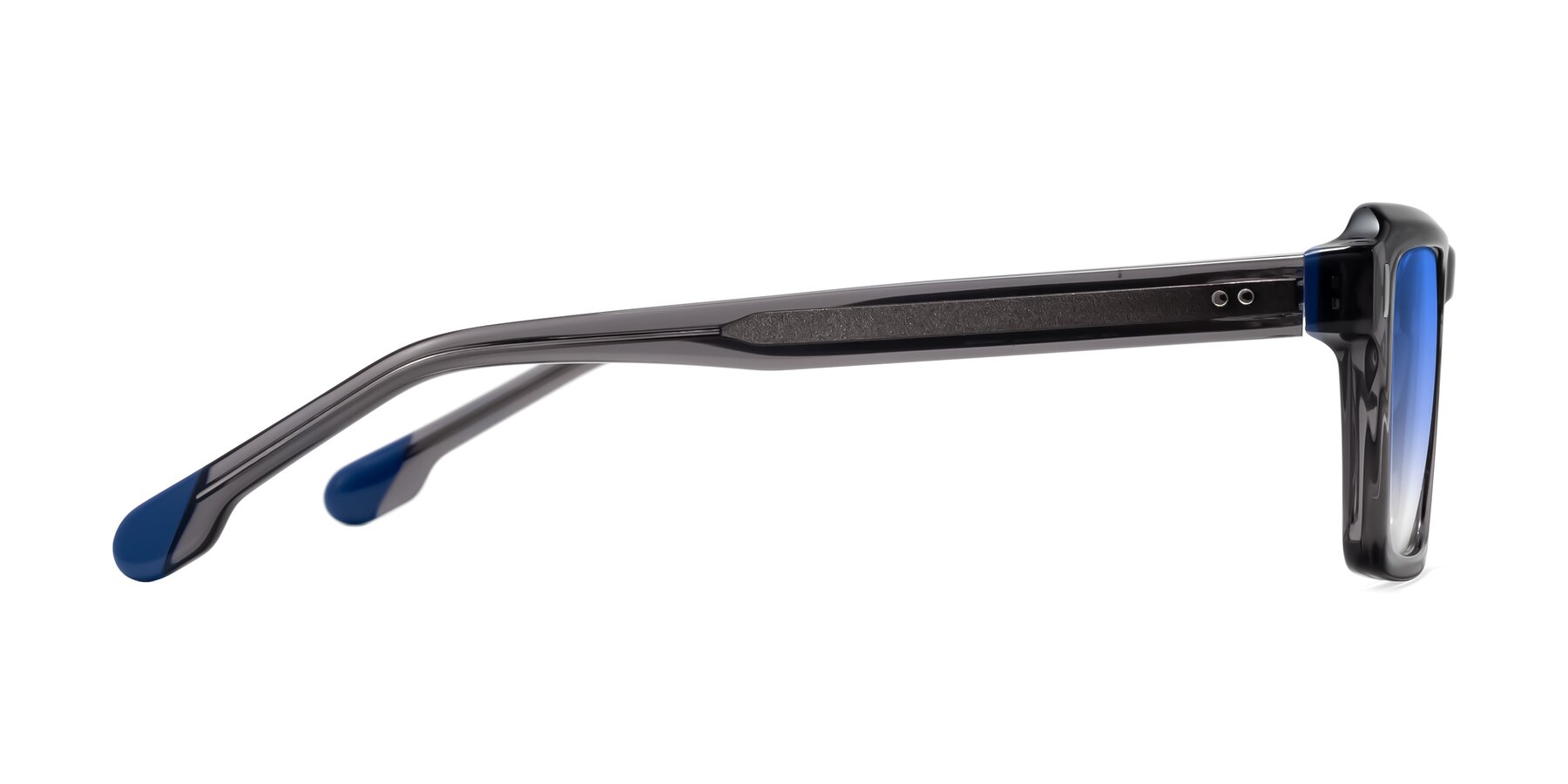 Side of Sloan in Translucent Gray with Blue Gradient Lenses