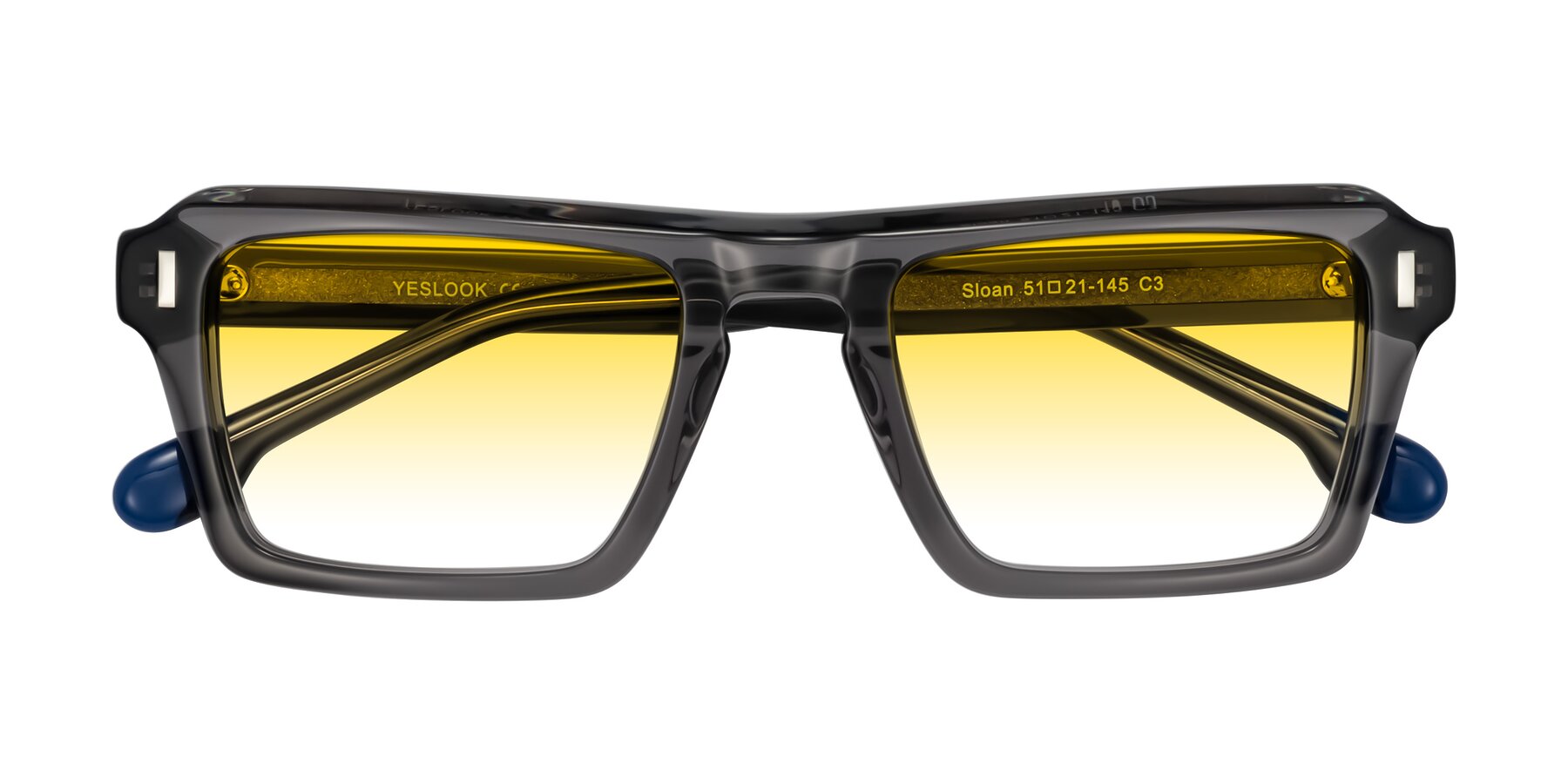 Folded Front of Sloan in Translucent Gray with Yellow Gradient Lenses