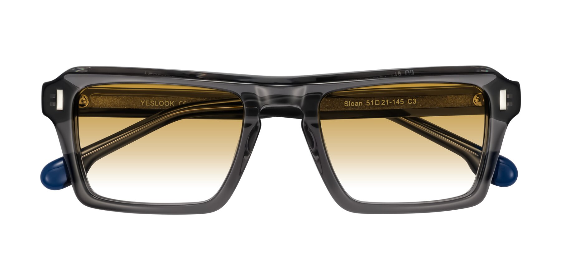 Folded Front of Sloan in Translucent Gray with Champagne Gradient Lenses