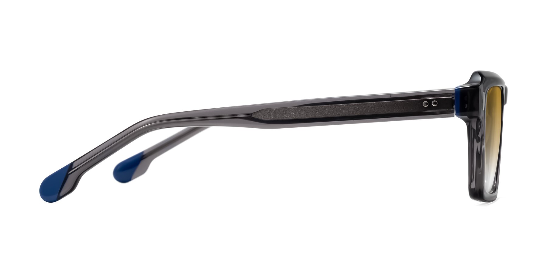 Side of Sloan in Translucent Gray with Champagne Gradient Lenses