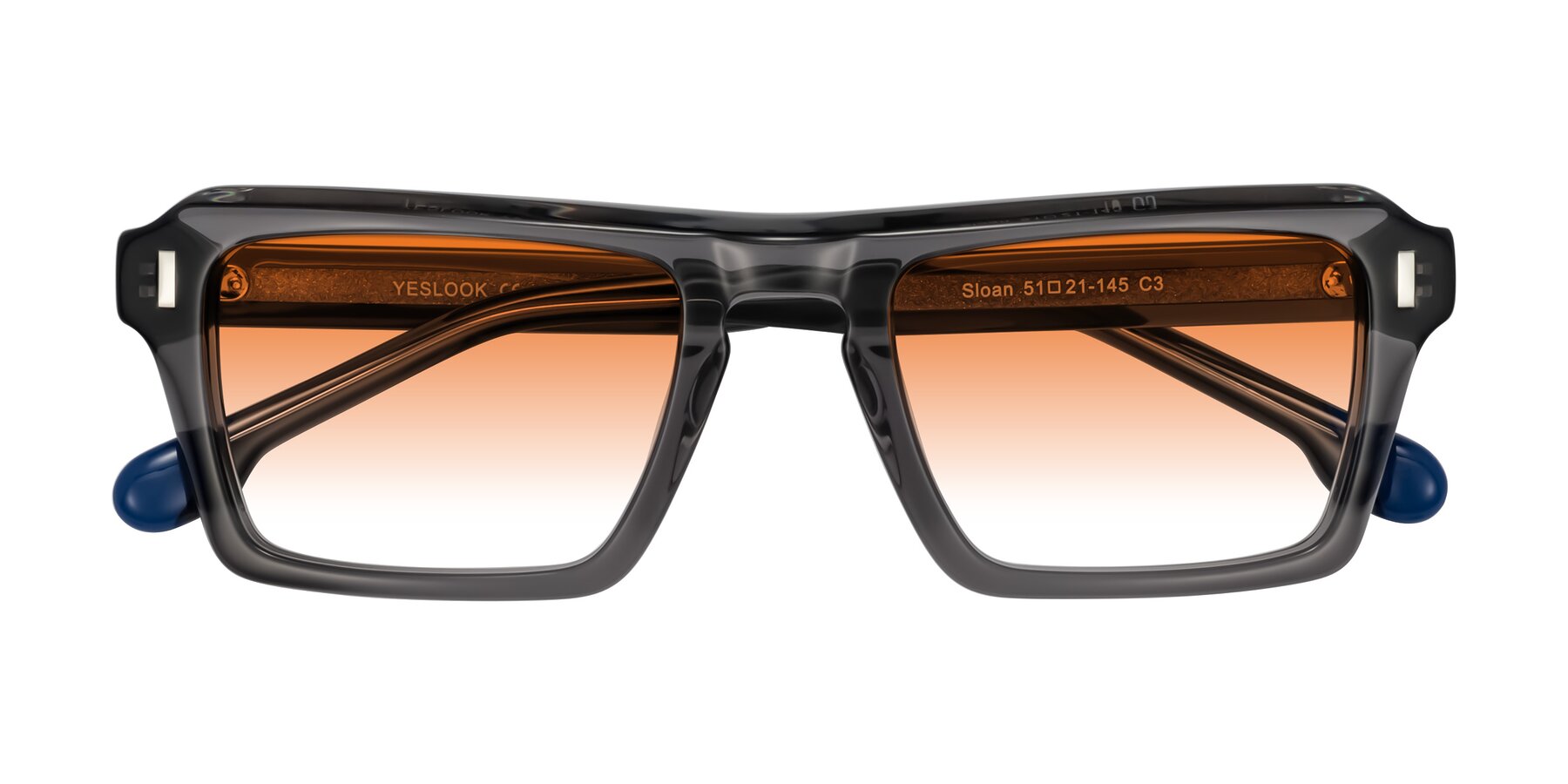 Folded Front of Sloan in Translucent Gray with Orange Gradient Lenses