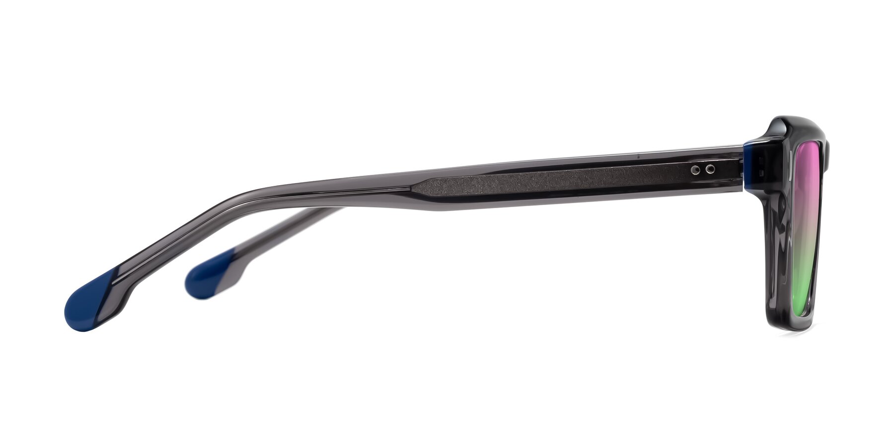 Side of Sloan in Translucent Gray with Pink / Green Gradient Lenses