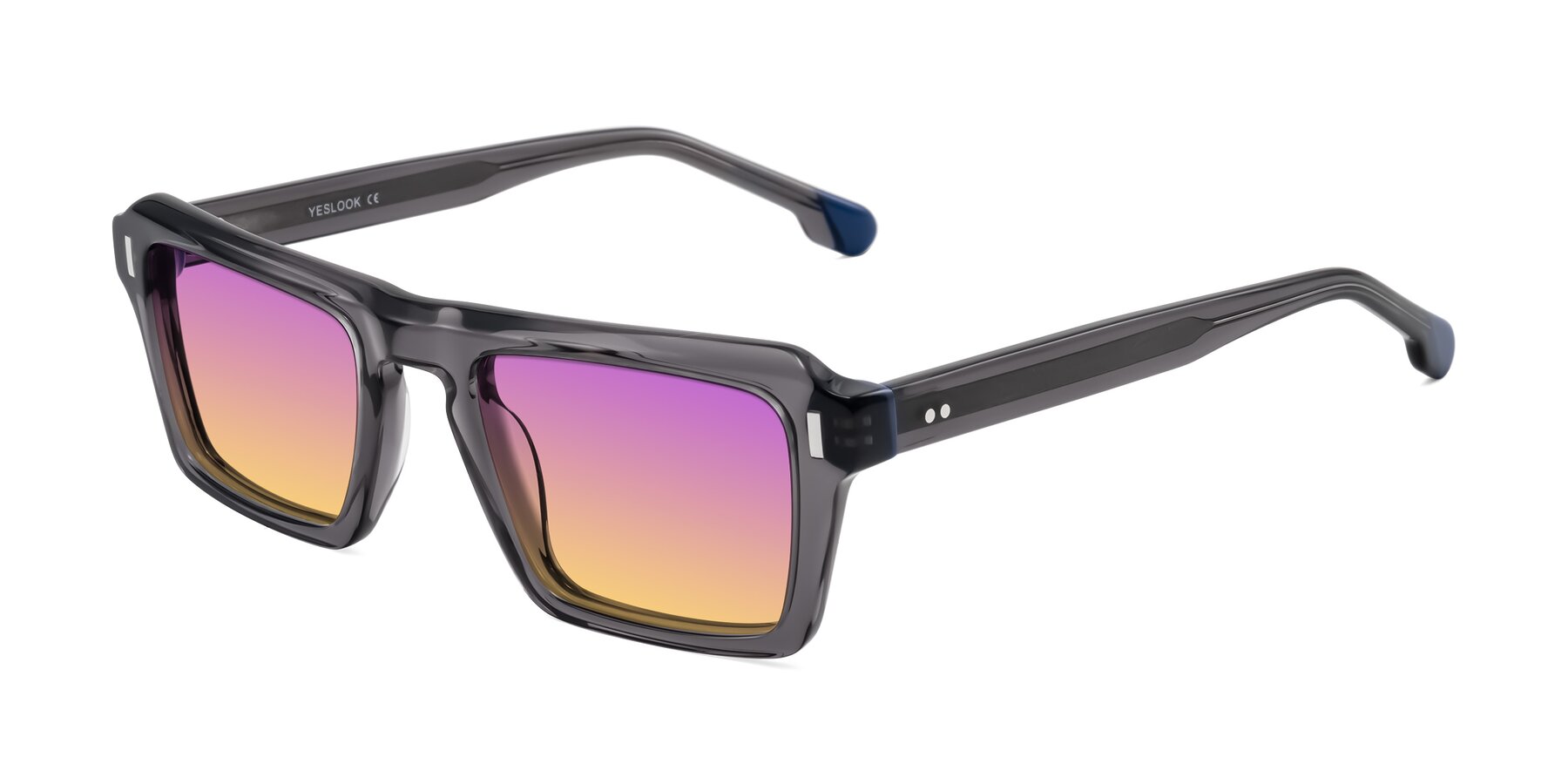Angle of Sloan in Translucent Gray with Purple / Yellow Gradient Lenses
