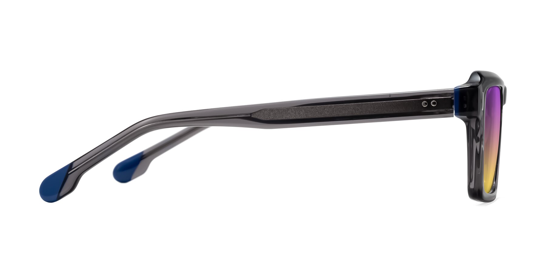 Side of Sloan in Translucent Gray with Purple / Yellow Gradient Lenses