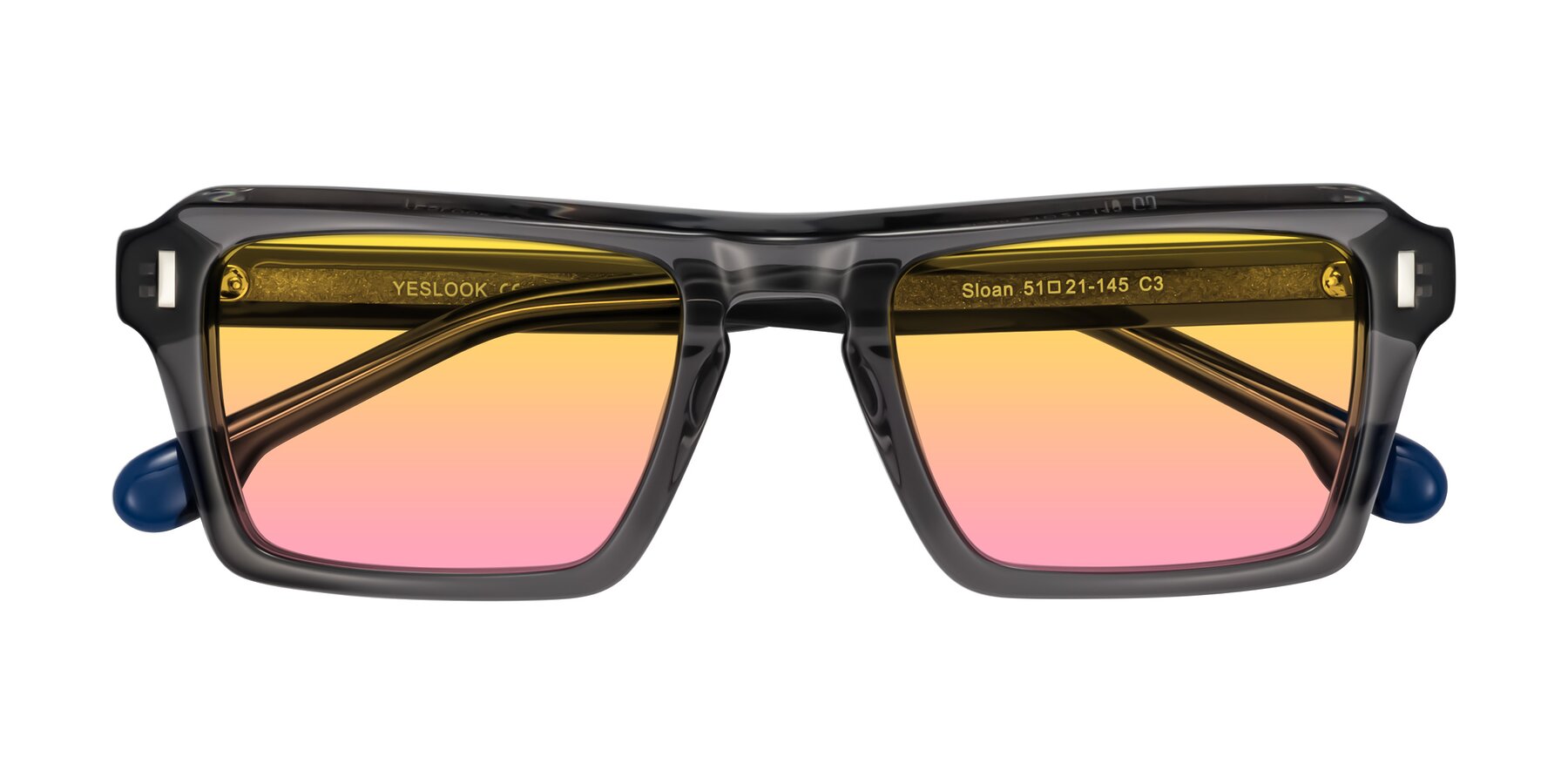 Folded Front of Sloan in Translucent Gray with Yellow / Pink Gradient Lenses