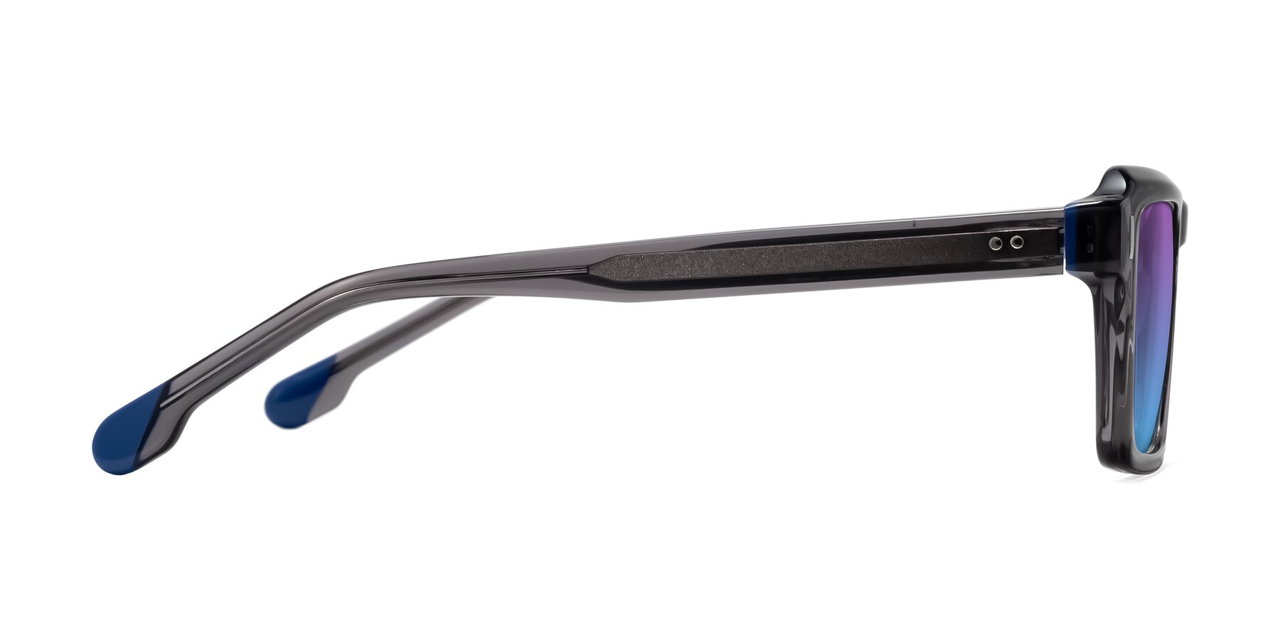 Side of Sloan in Translucent Gray with Purple / Blue Gradient Lenses