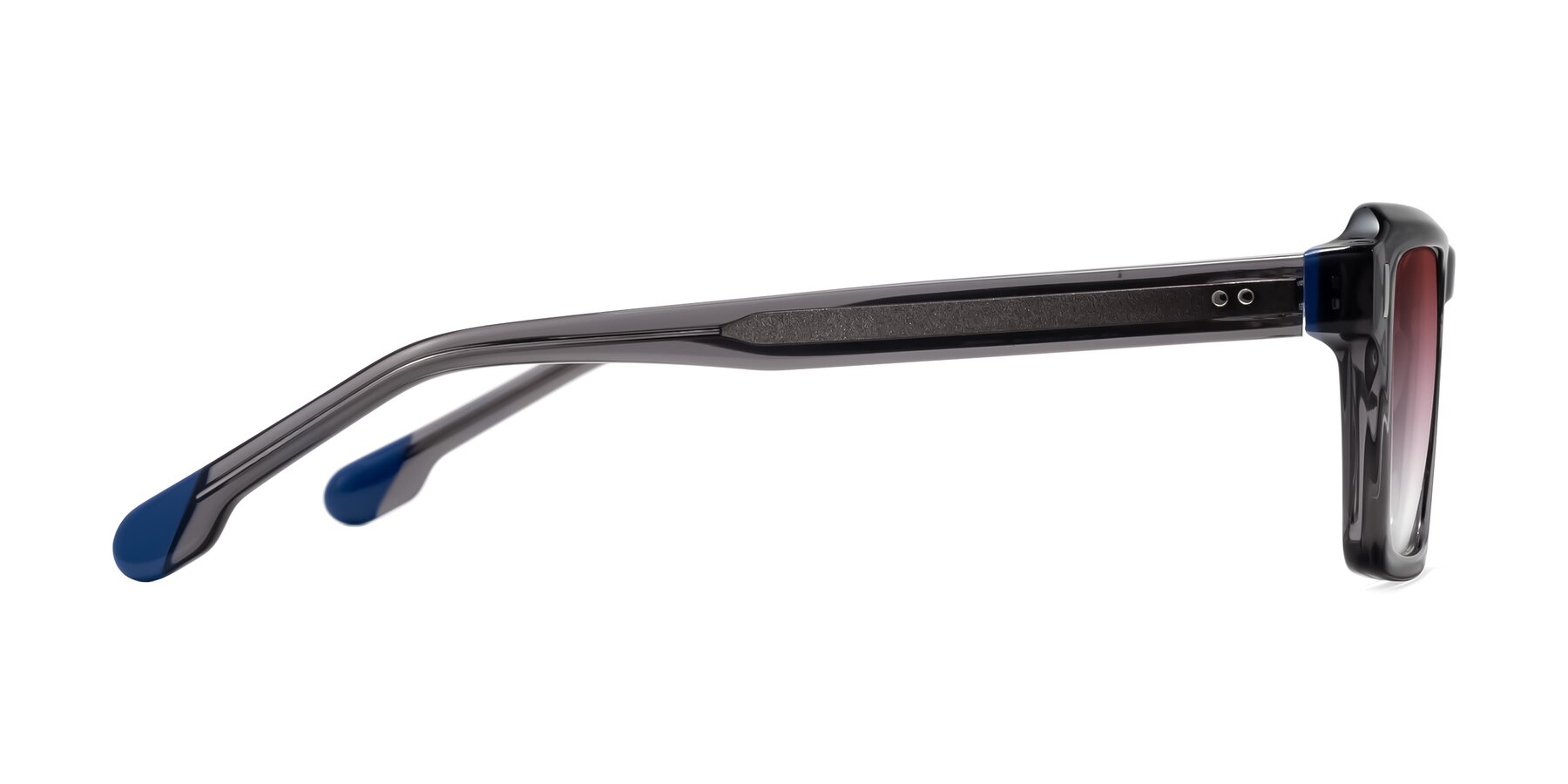 Side of Sloan in Translucent Gray with Garnet Gradient Lenses