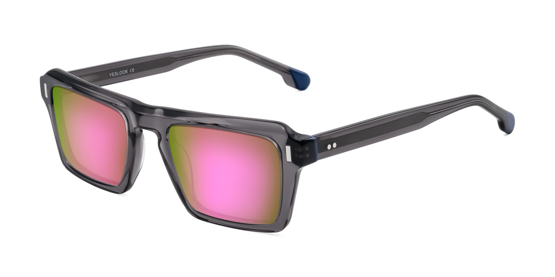 Angle of Sloan in Translucent Gray with Pink Mirrored Lenses