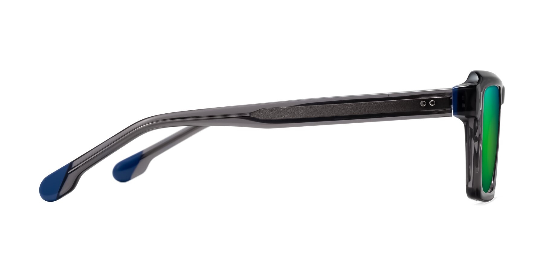 Side of Sloan in Translucent Gray with Green Mirrored Lenses