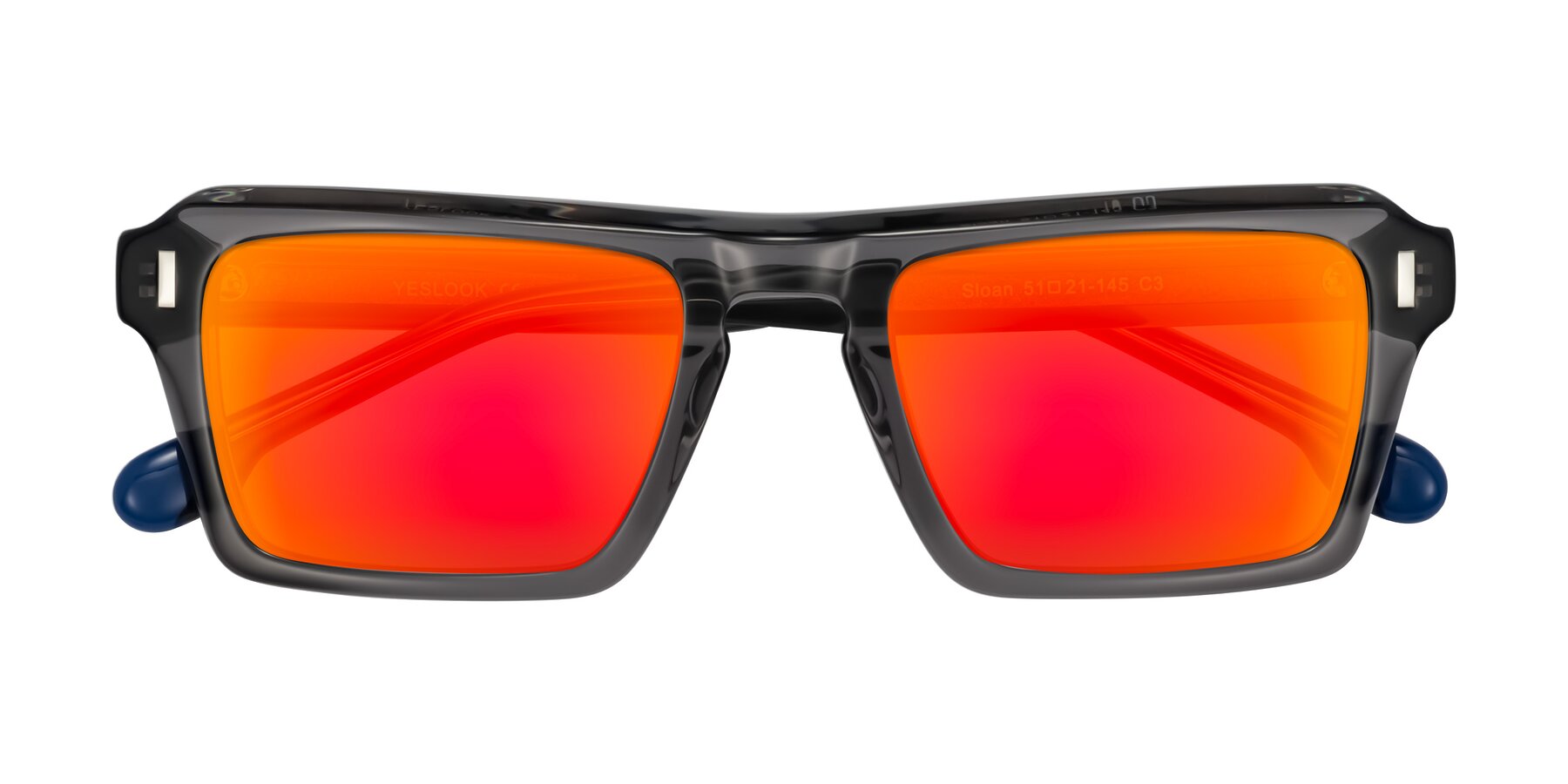 Folded Front of Sloan in Translucent Gray with Red Gold Mirrored Lenses