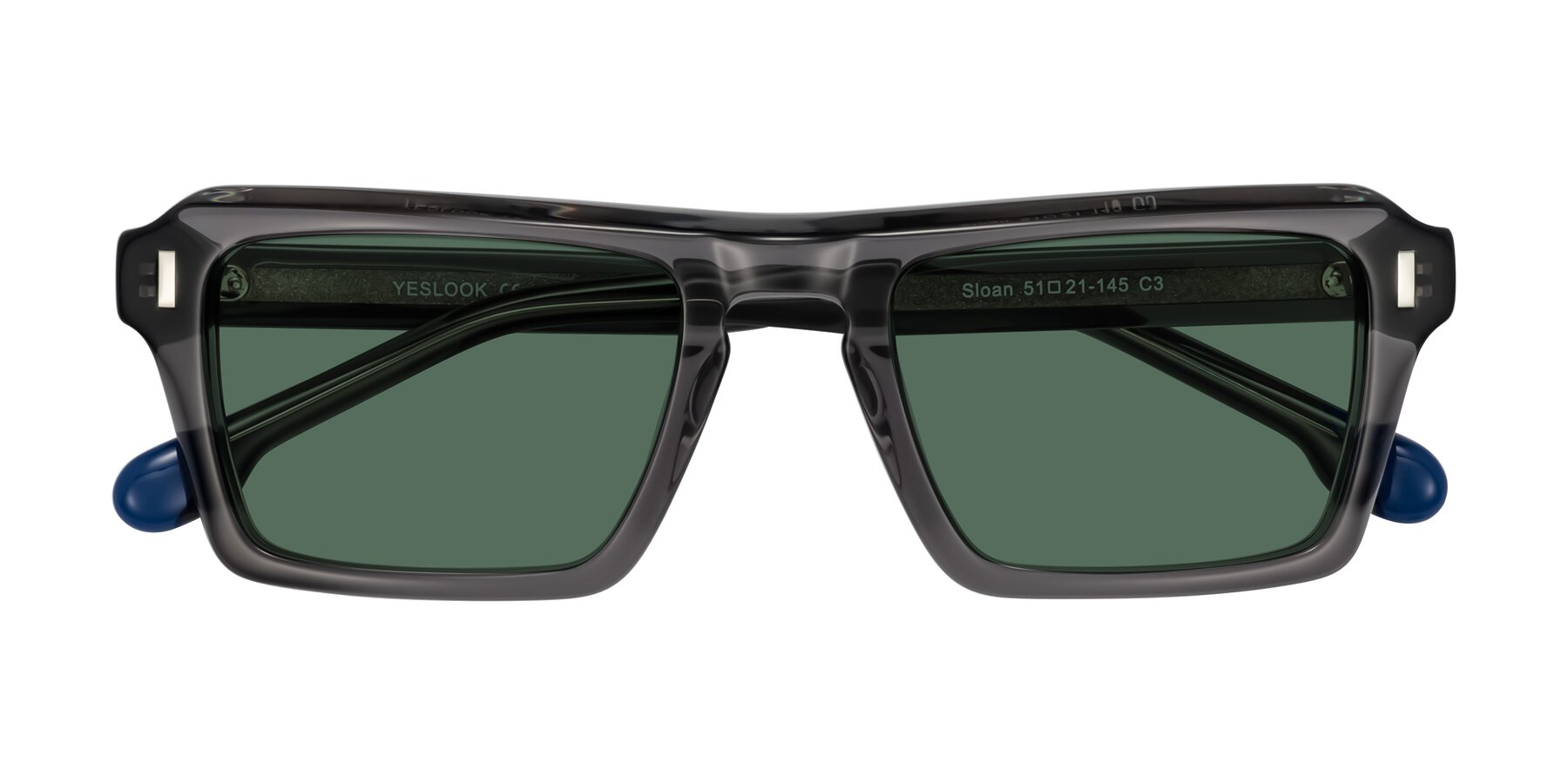 Folded Front of Sloan in Translucent Gray with Green Polarized Lenses