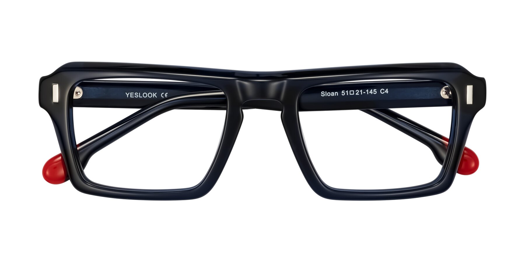 Folded Front of Sloan in Dark Navy with Clear Eyeglass Lenses