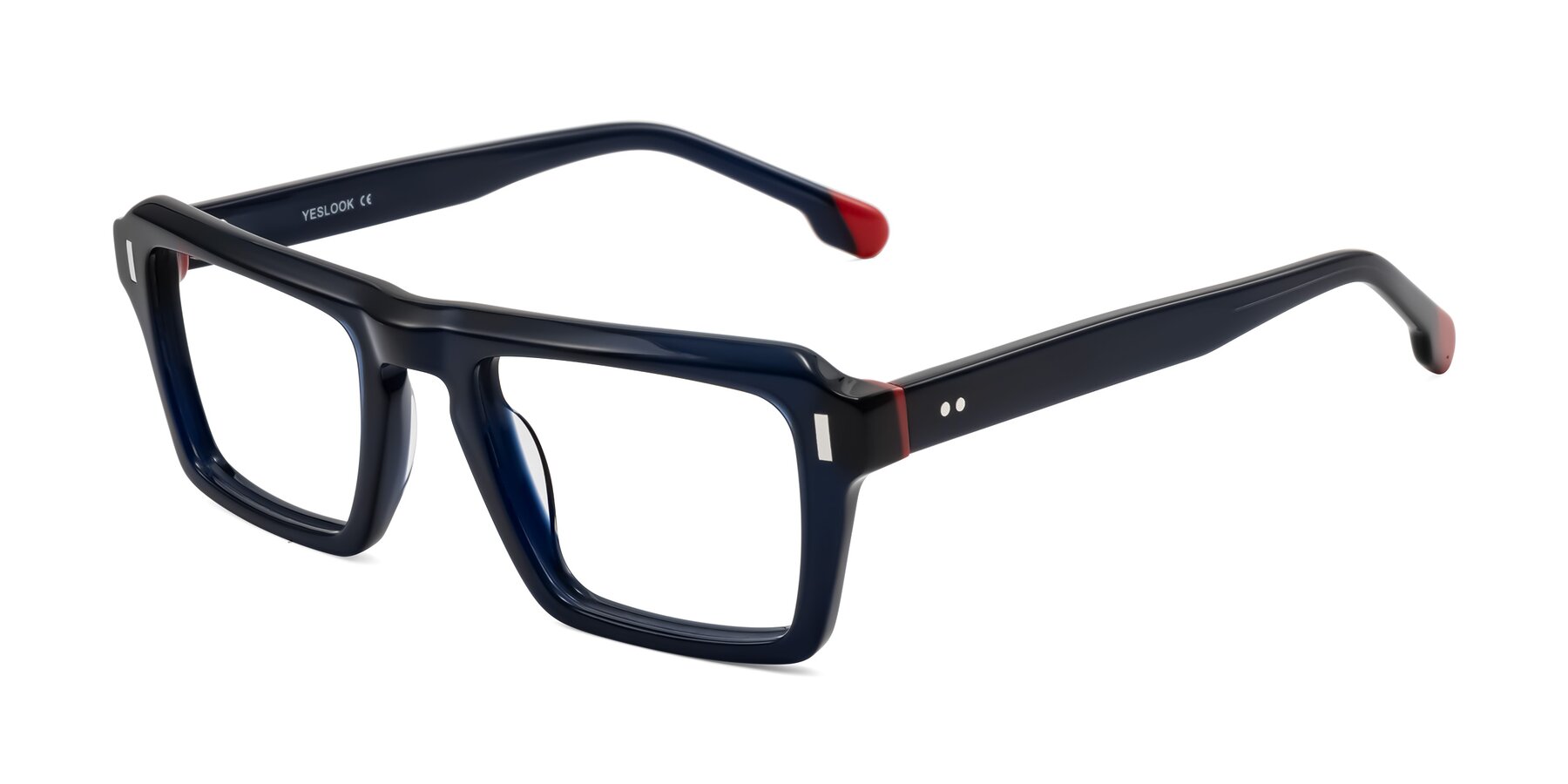 Angle of Sloan in Dark Navy with Clear Eyeglass Lenses