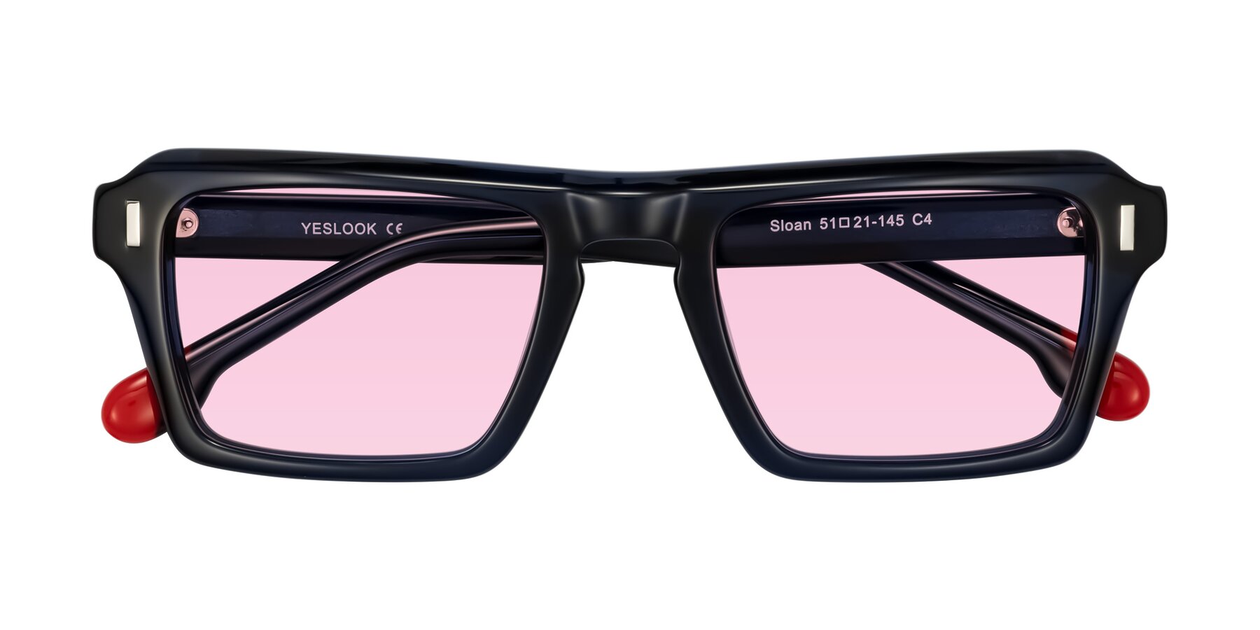 Folded Front of Sloan in Dark Navy with Light Pink Tinted Lenses