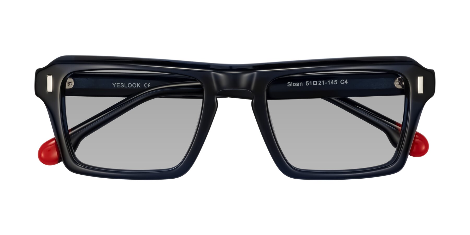 Folded Front of Sloan in Dark Navy with Light Gray Tinted Lenses