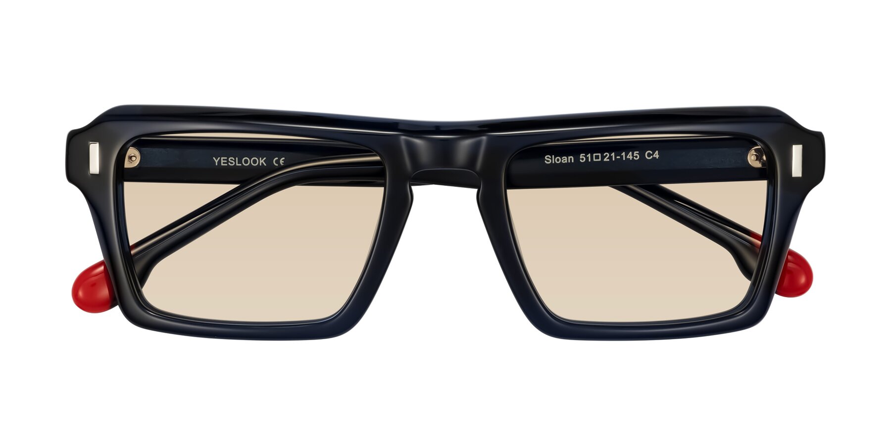 Folded Front of Sloan in Dark Navy with Light Brown Tinted Lenses