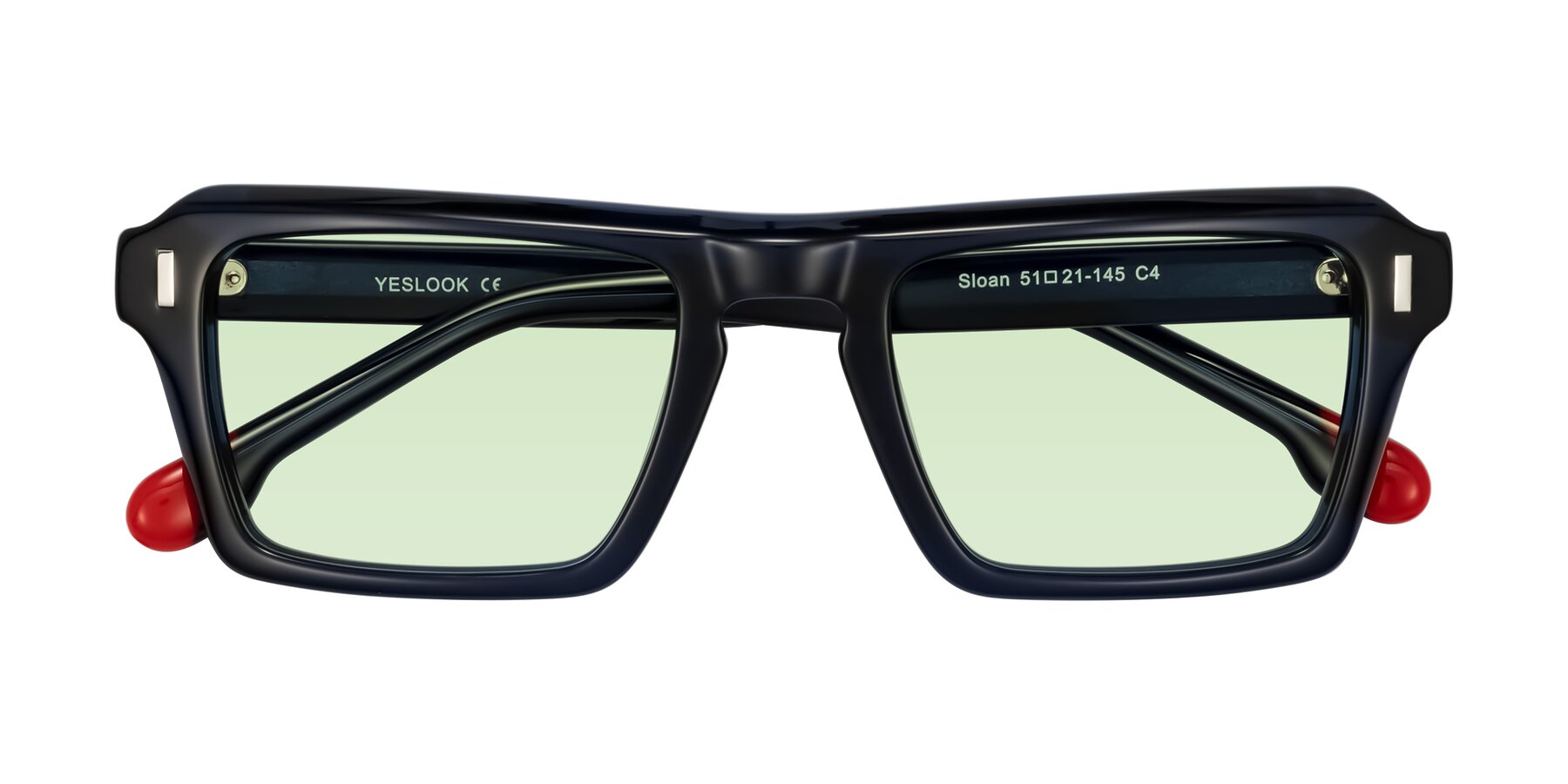 Folded Front of Sloan in Dark Navy with Light Green Tinted Lenses