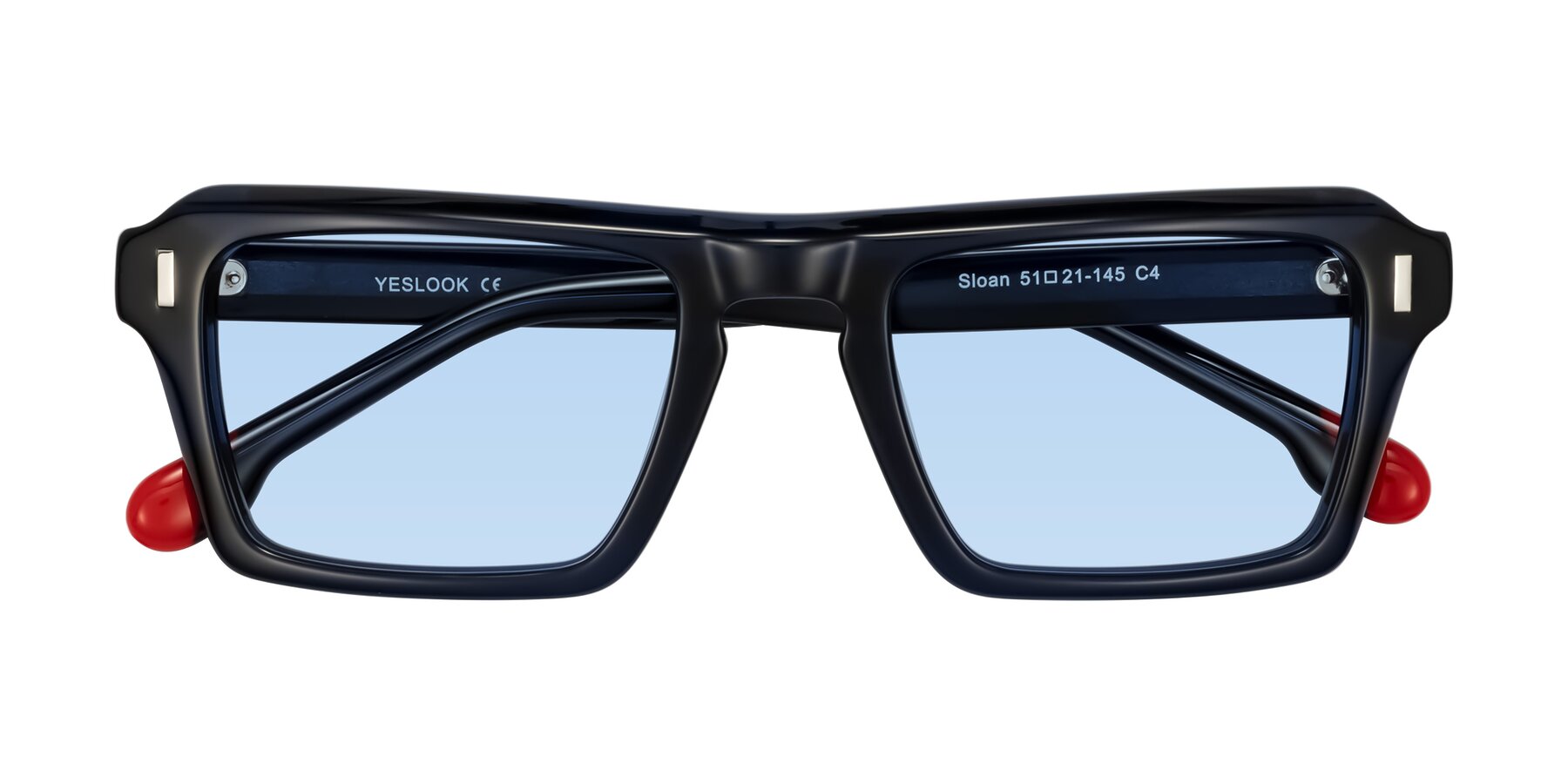Folded Front of Sloan in Dark Navy with Light Blue Tinted Lenses