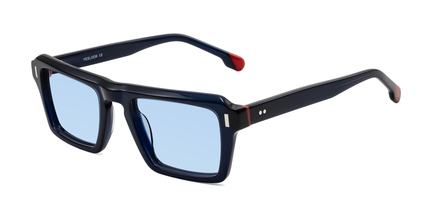 Angle of Sloan in Dark Navy with Light Blue Tinted Lenses