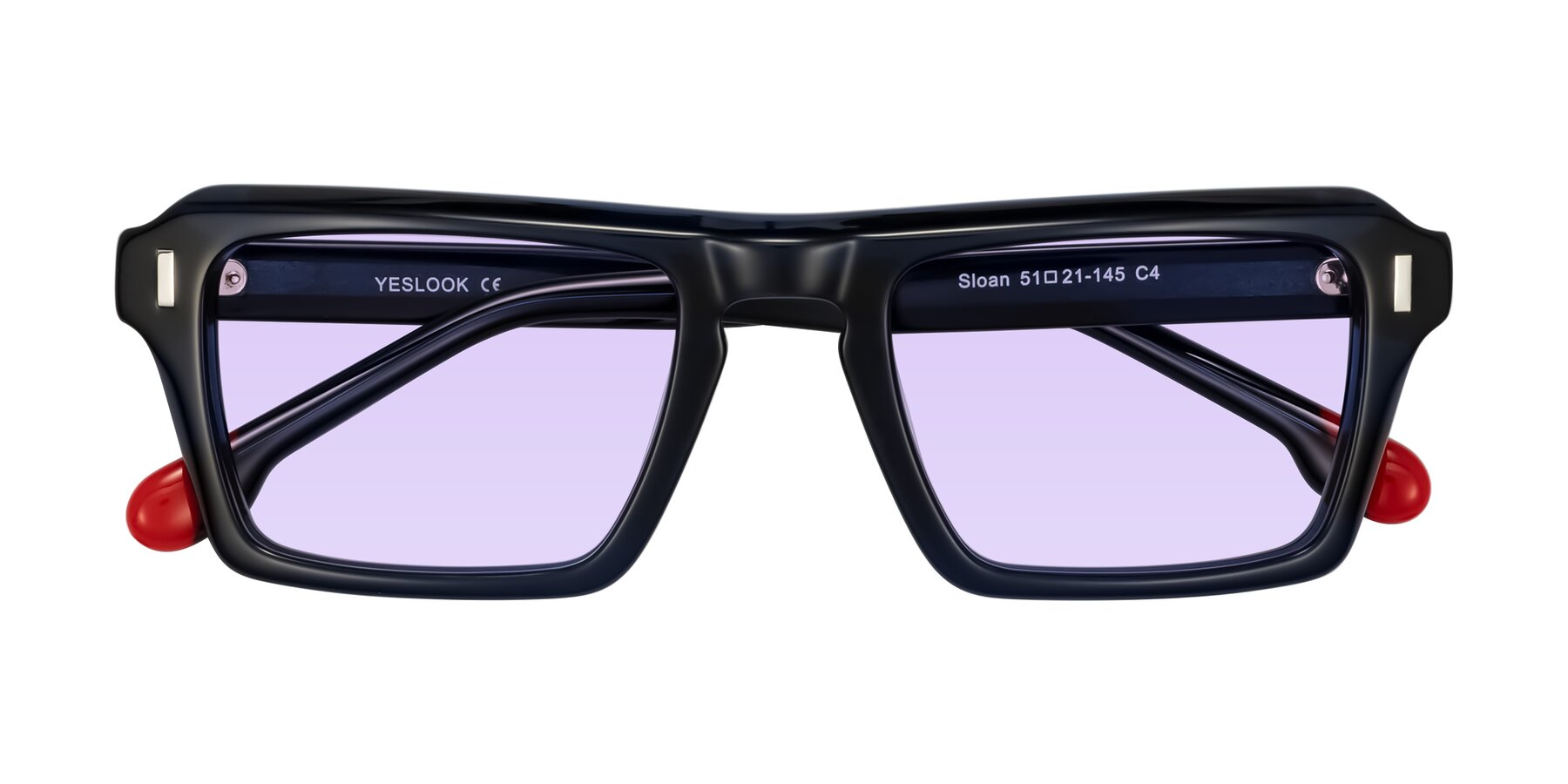 Folded Front of Sloan in Dark Navy with Light Purple Tinted Lenses