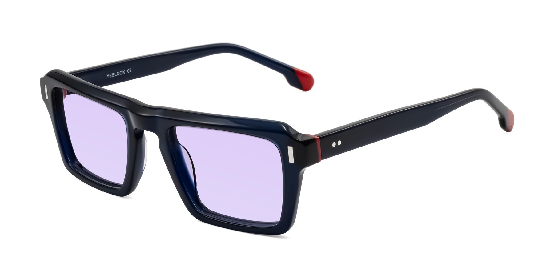 Angle of Sloan in Dark Navy with Light Purple Tinted Lenses