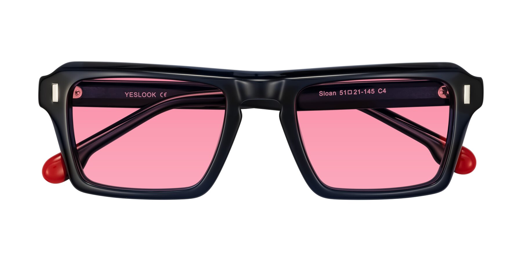 Folded Front of Sloan in Dark Navy with Pink Tinted Lenses
