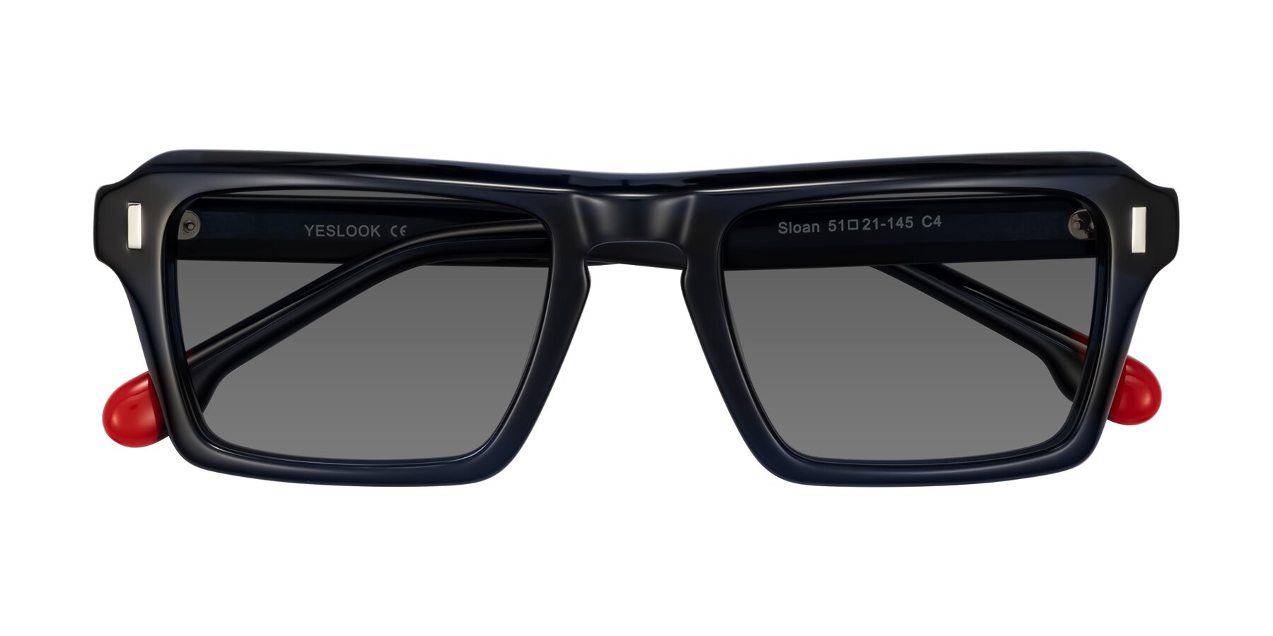 Folded Front of Sloan in Dark Navy with Medium Gray Tinted Lenses