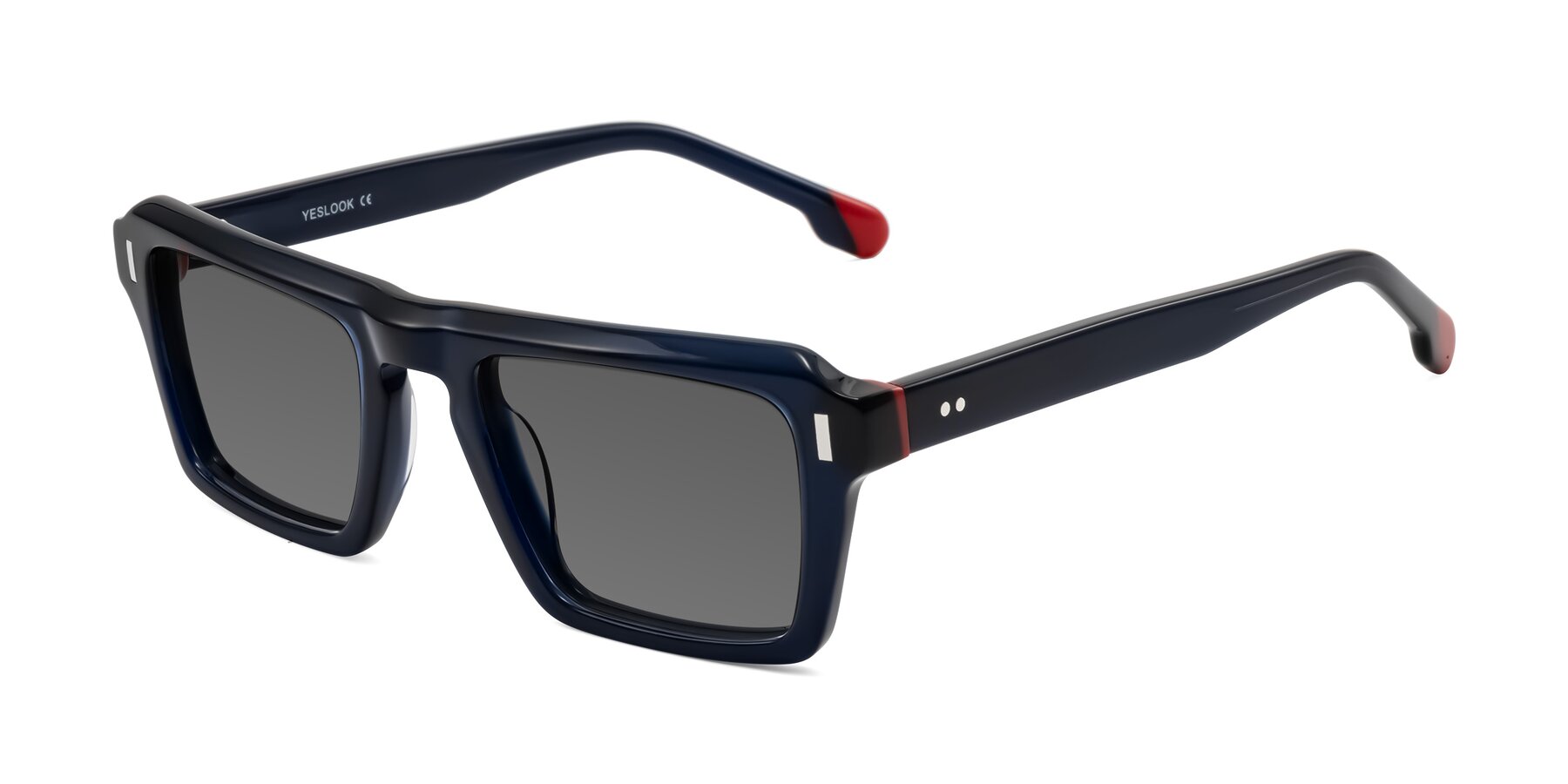 Angle of Sloan in Dark Navy with Medium Gray Tinted Lenses