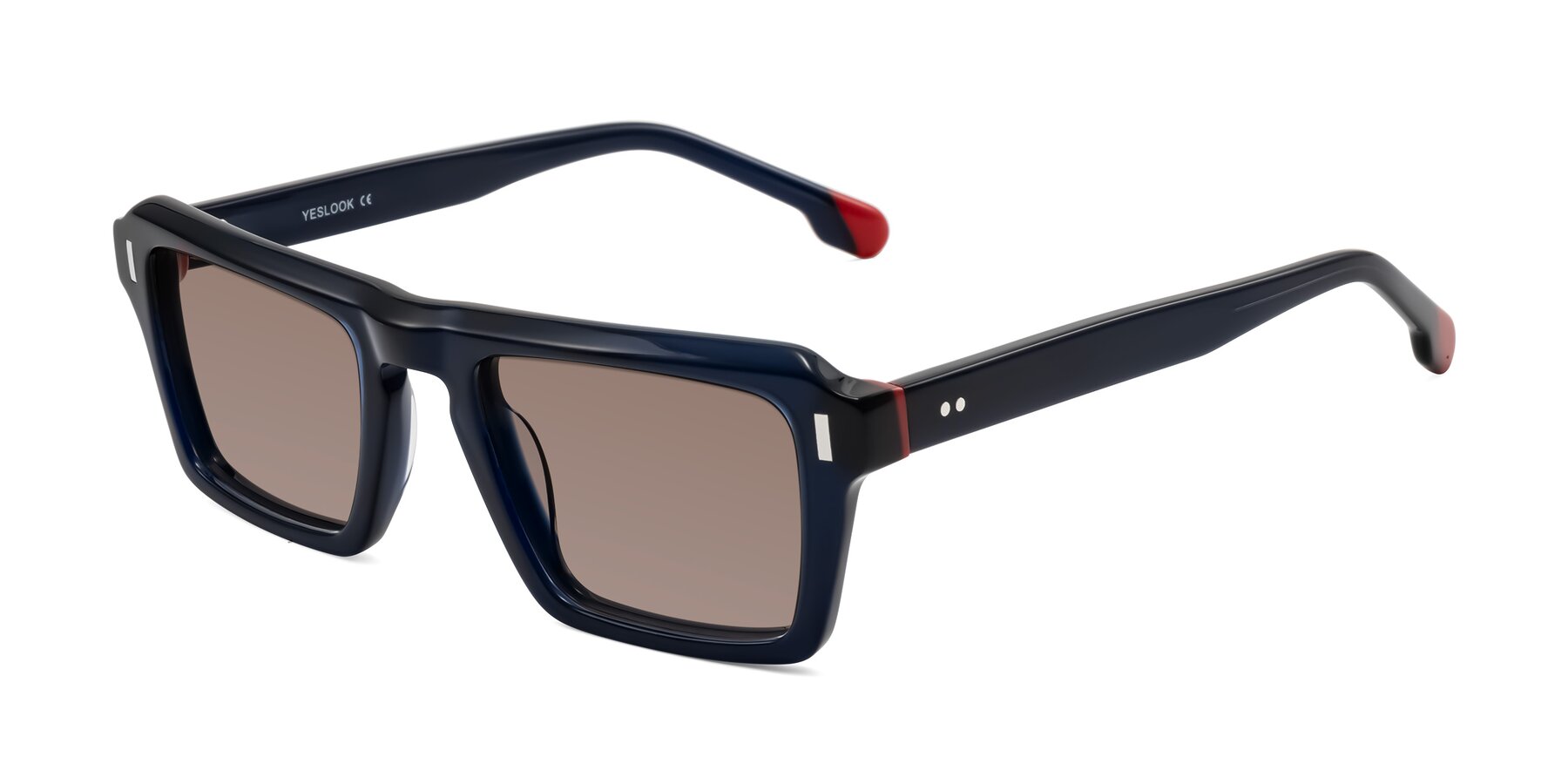 Angle of Sloan in Dark Navy with Medium Brown Tinted Lenses