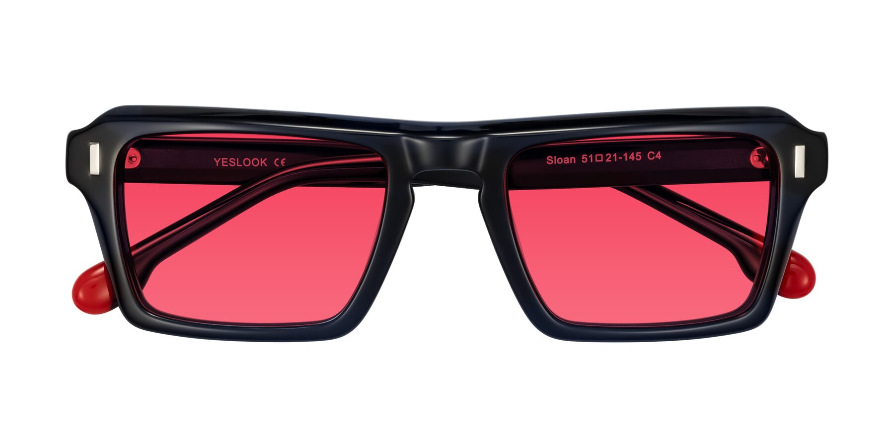 Folded Front of Sloan in Dark Navy with Red Tinted Lenses