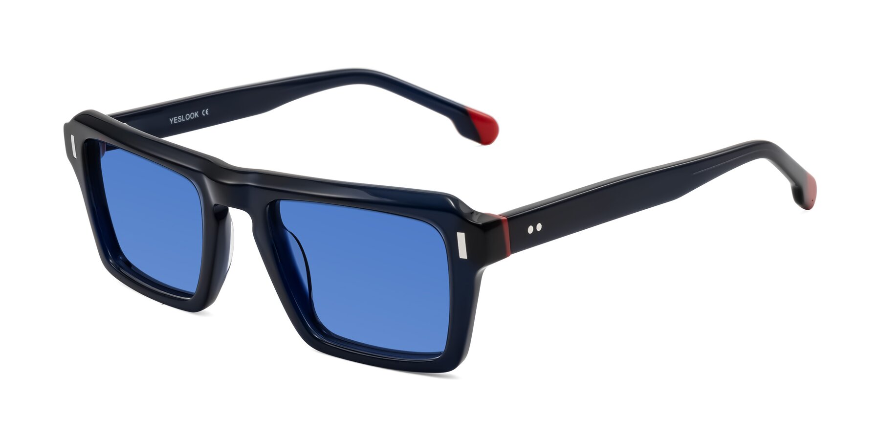 Angle of Sloan in Dark Navy with Blue Tinted Lenses